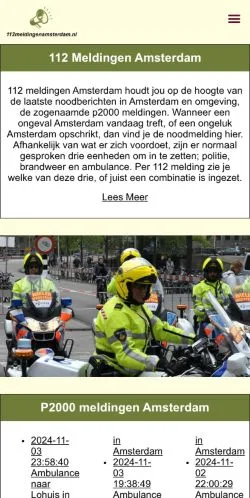 스폰서 기사용 네덜란드 매체 112 Meldingen Amsterdam 사이트 미리보기
