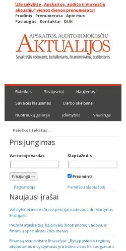 Anteprima del sito Aktualijos, media di Lituania per articoli sponsorizzati
