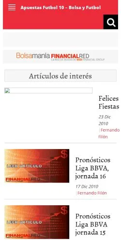 Anteprima del sito Apuestas Futbol 10, media di Spagna per articoli sponsorizzati