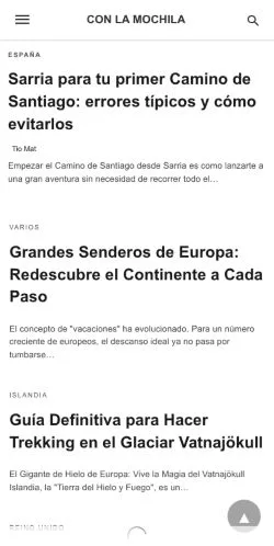 Aperçu du site Con La Mochila, média de Espagne pour articles sponsorisés