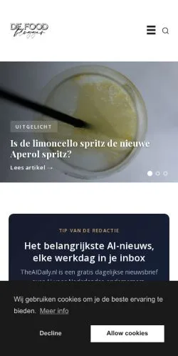 Podgląd witryny De Foodblogger, medium z kraju Holandia do artykułów sponsorowanych