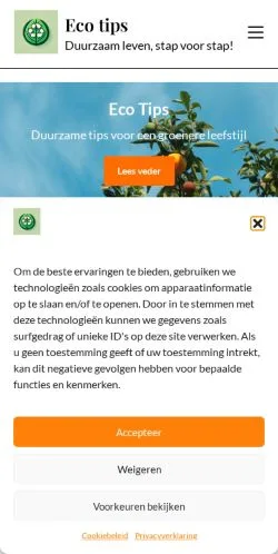 スポンサード記事向けのオランダメディア、Eco Tipsのサイトプレビュー