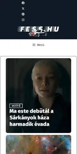 Aperçu du site Fess, média de Hongrie pour articles sponsorisés