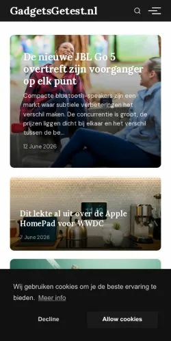 Aperçu du site GadgetsGetest, média de Pays-Bas pour articles sponsorisés