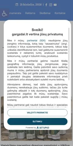 Anteprima del sito Gargždai News, media di Lituania per articoli sponsorizzati
