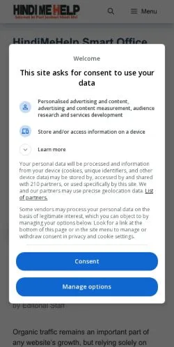 Forhåndsvisning av nettstedet Hindi Me Help, medium fra USA for sponsede artikler