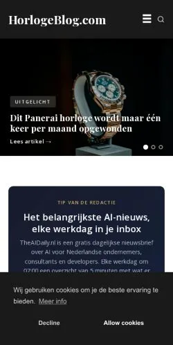 Podgląd witryny HorlogeBlog.com, medium z kraju Holandia do artykułów sponsorowanych