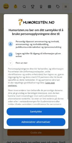 Podgląd witryny Humoristen, medium z kraju Norwegia do artykułów sponsorowanych