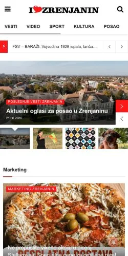 Anteprima del sito ILoveZrenjanin, media di Serbia per articoli sponsorizzati
