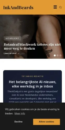 Podgląd witryny InkAndBeards, medium z kraju Holandia do artykułów sponsorowanych