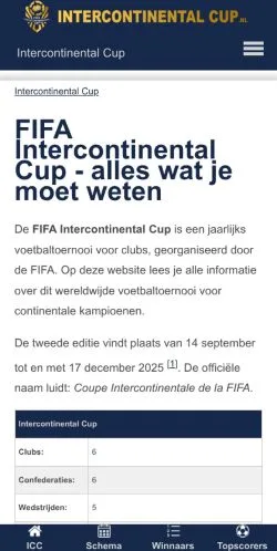 Förhandsvisning av webbplatsen FIFA Intercontinental Cup, medium i Nederländerna för sponsrade artiklar