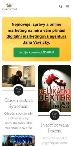 Anteprima del sito JsmeUspesni, media di Cechia per articoli sponsorizzati