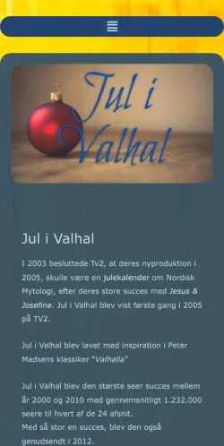 Pré-visualização do site Jul i Valhal, meio de Dinamarca para artigos patrocinados