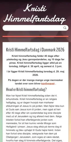 Podgląd witryny Kristi Himmelfartsdag, medium z kraju Dania do artykułów sponsorowanych