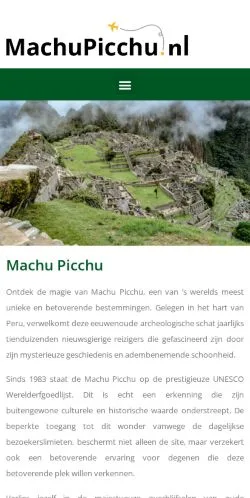 Anteprima del sito Machu Picchu, media di Paesi Bassi per articoli sponsorizzati