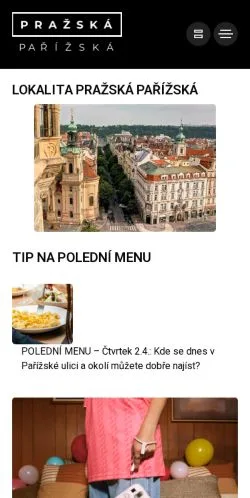Vista previa del sitio Pražská Pařížská, medio de Chequia para artículos patrocinados