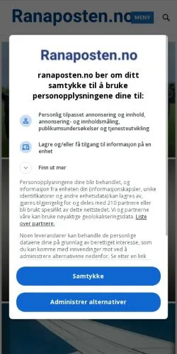 Anteprima del sito Ranaposten, media di Norvegia per articoli sponsorizzati