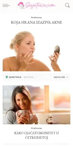 Anteprima del sito Savjetnica, media di Croazia per articoli sponsorizzati
