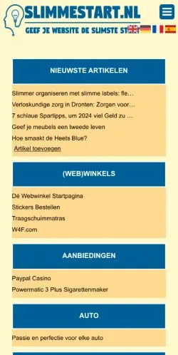 Anteprima del sito Slimmestart, media di Paesi Bassi per articoli sponsorizzati
