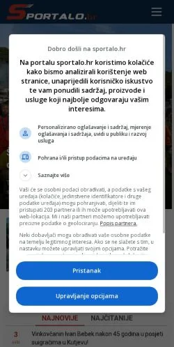 Podgląd witryny Sportalo, medium z kraju Chorwacja do artykułów sponsorowanych