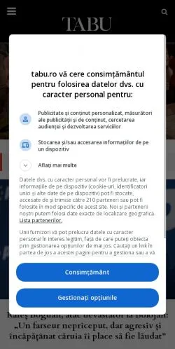 Forhåndsvisning av nettstedet tabu, medium fra Romania for sponsede artikler