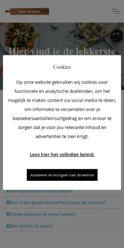Anteprima del sito Tapas Recepten, media di Paesi Bassi per articoli sponsorizzati