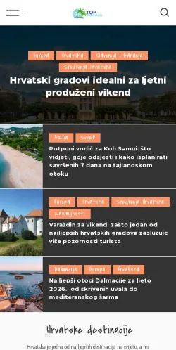 Anteprima del sito TopDestinacije, media di Croazia per articoli sponsorizzati