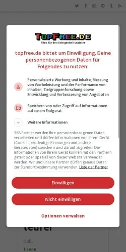 Vorschau der Website TopFree.de, Medium aus Deutschland für gesponserte Artikel
