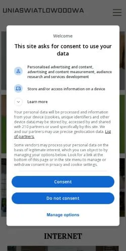 スポンサード記事向けのポーランドメディア、Unia Swiatlowodowaのサイトプレビュー