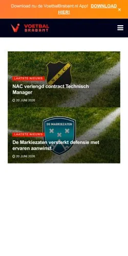 Podgląd witryny VoetbalBrabant, medium z kraju Holandia do artykułów sponsorowanych