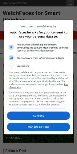 Vorschau der Website WatchFaces, Medium aus Belgien für gesponserte Artikel