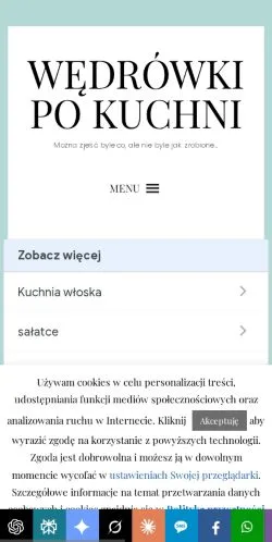 Anteprima del sito Wędrówki Po Kuchni, media di Polonia per articoli sponsorizzati