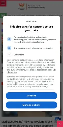 Anteprima del sito WroclawskiPortal, media di Polonia per articoli sponsorizzati