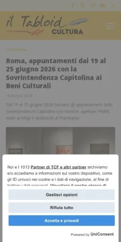 Podgląd witryny Il Tabloid Cultura, medium z kraju Włochy do artykułów sponsorowanych