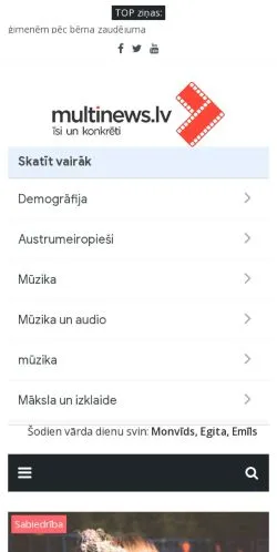 Podgląd witryny Multinews, medium z kraju Łotwa do artykułów sponsorowanych