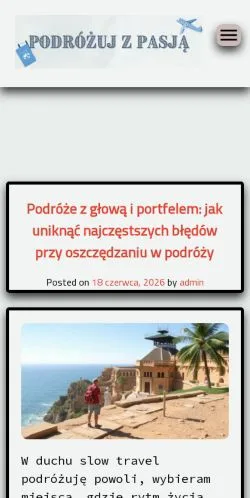 Anteprima del sito Podróżuj Z Pasją, media di Polonia per articoli sponsorizzati