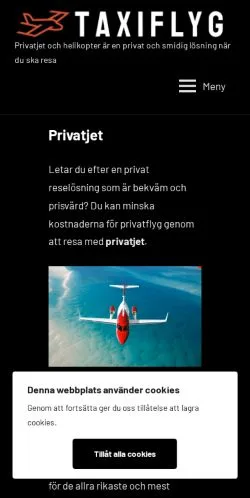 Podgląd witryny Taxiflyg, medium z kraju Szwecja do artykułów sponsorowanych