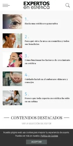 Anteprima del sito Expertos en Estética, media di Spagna per articoli sponsorizzati