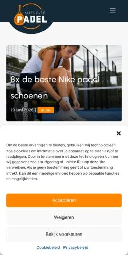 Anteprima del sito Alles over Padel, media di Paesi Bassi per articoli sponsorizzati