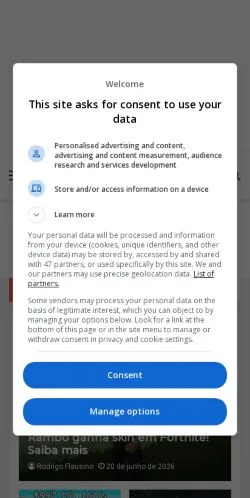 スポンサード記事向けのブラジルメディア、GameHallのサイトプレビュー