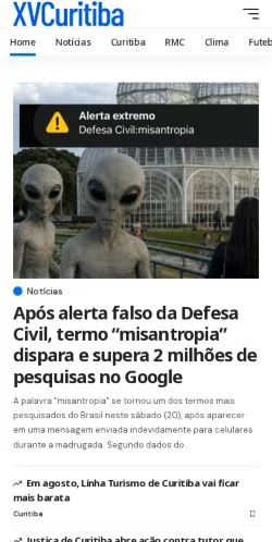 Anteprima del sito XV Curitiba, media di Brasile per articoli sponsorizzati