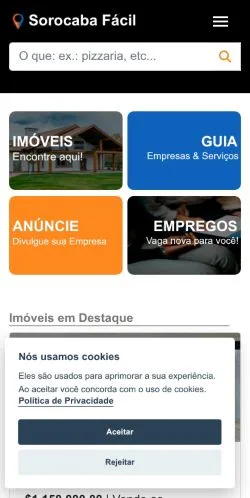 Podgląd witryny Sorocaba Fácil, medium z kraju Brazylia do artykułów sponsorowanych