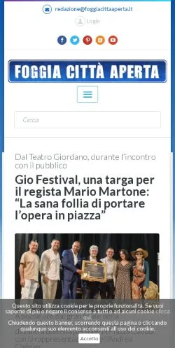 Anteprima del sito Foggia Città Aperta, media di Italia per articoli sponsorizzati