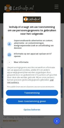 Forhåndsvisning av nettstedet Leshulp, medium fra Nederland for sponsede artikler