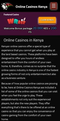 Anteprima del sito Online Casinos Kenya, media di Stati Uniti per articoli sponsorizzati