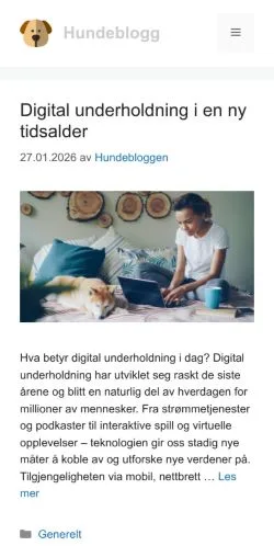 Pré-visualização do site Hundeblogg, meio de Noruega para artigos patrocinados