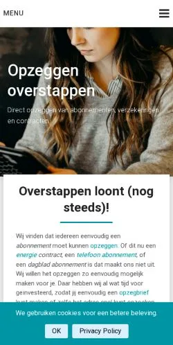 Anteprima del sito Opzeggen Overstappen, media di Paesi Bassi per articoli sponsorizzati