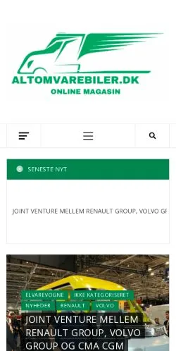 Anteprima del sito Alt Om Varebiler, media di Danimarca per articoli sponsorizzati
