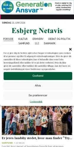 Anteprima del sito Esbjerg Netavis, media di Danimarca per articoli sponsorizzati