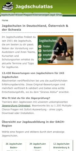 Anteprima del sito Jagdschulatlas, media di Germania per articoli sponsorizzati